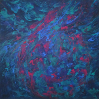 福市幸子「Original Evidence」◇キャンバス油彩画◇裏書有◇F4